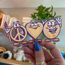 Load image into Gallery viewer, Peace, Love, and Art Sticker