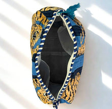 Load image into Gallery viewer, Block Print Travel Bags: Blue Tiger