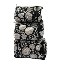 Load image into Gallery viewer, Block Print Travel Bags: Black Floral
