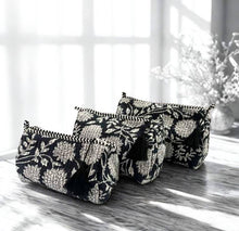 Load image into Gallery viewer, Block Print Travel Bags: Black Floral
