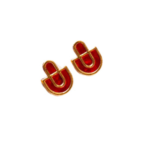 Moon-Seed Devin Earrings: Red & Gold