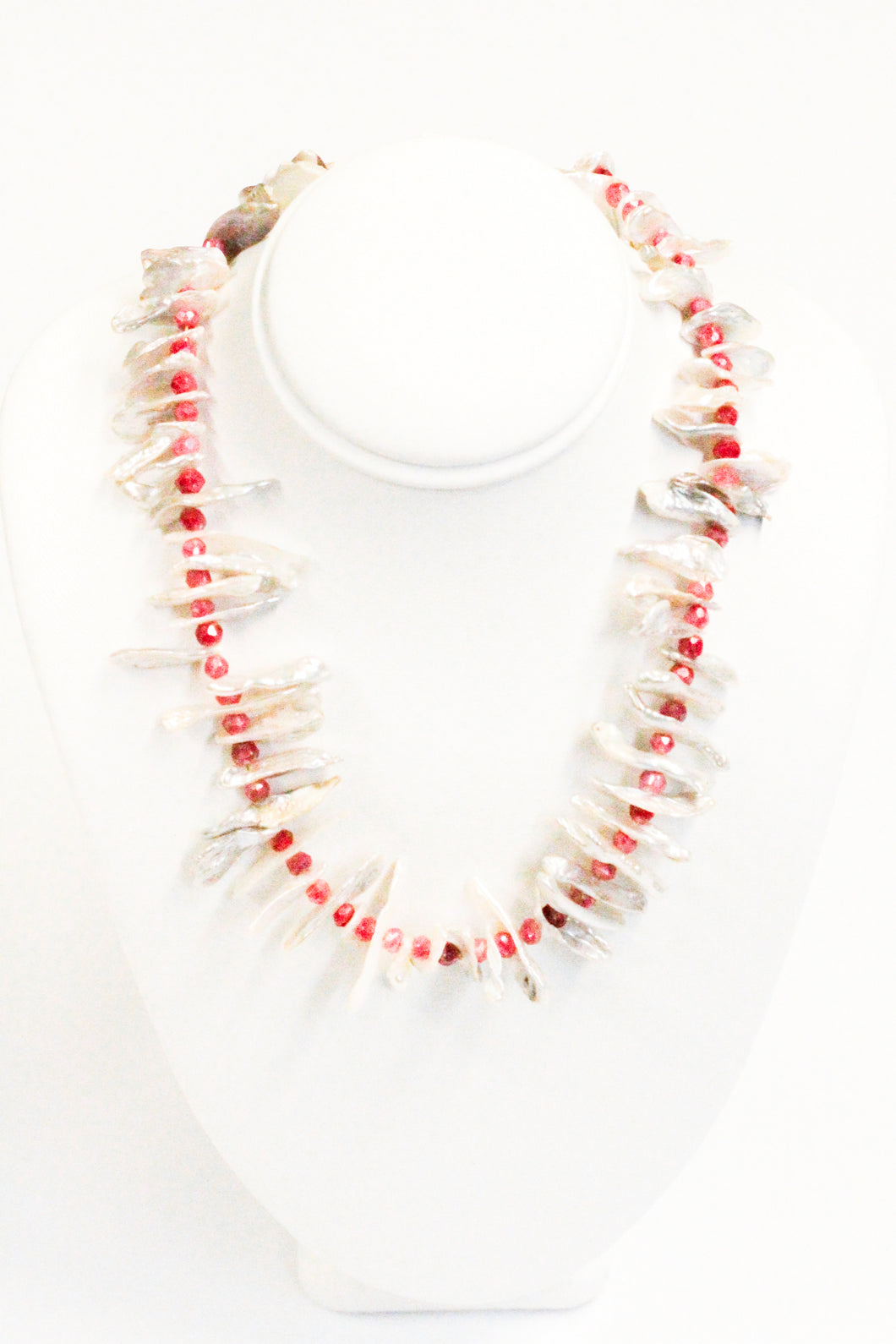 Punkwasp Ruby & Shell Pearl Necklace