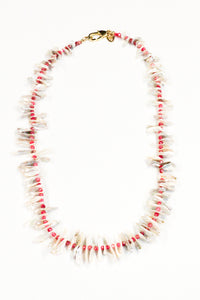 Punkwasp Ruby & Shell Pearl Necklace