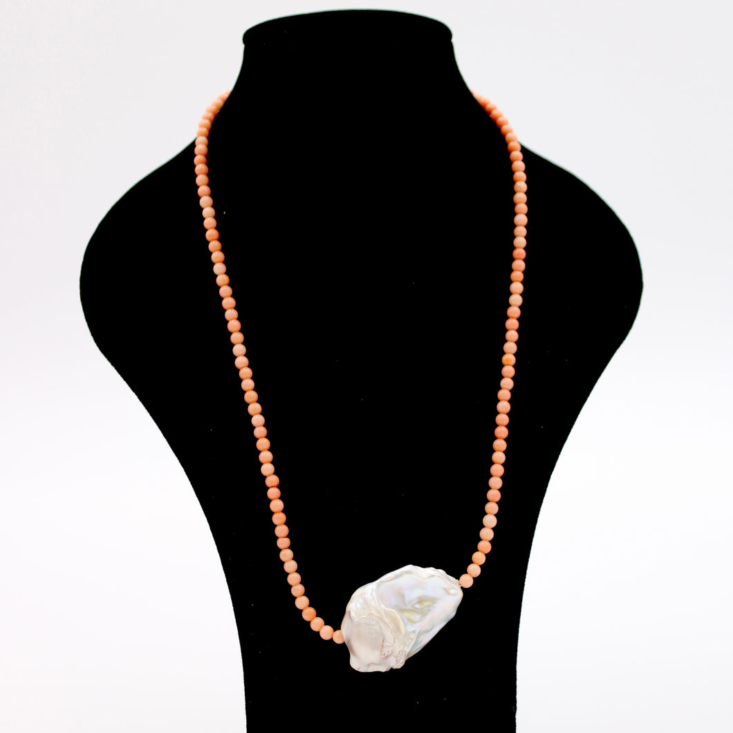 Freshwater Pearl & Coral Necklace