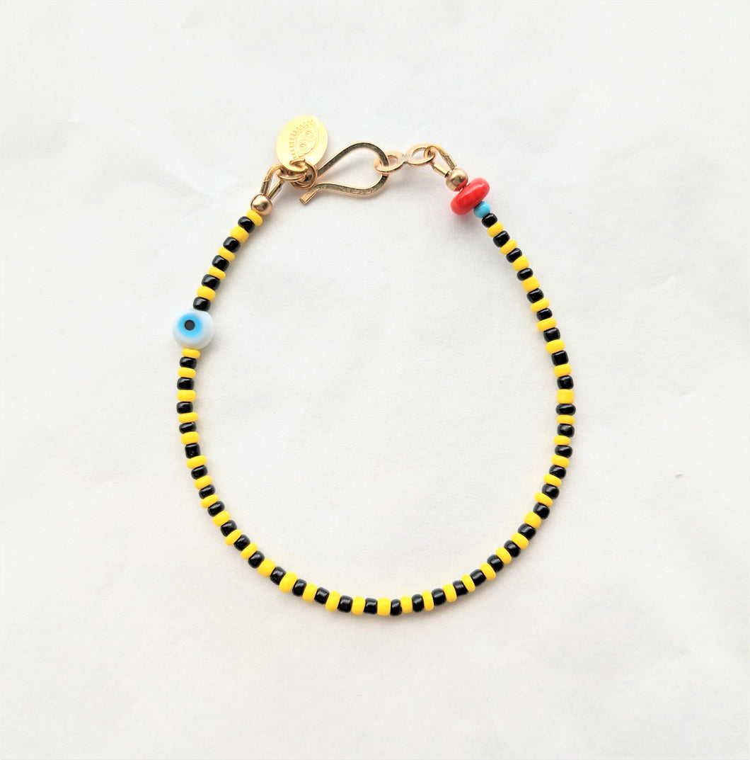Black & Yellow Evil Eye Bracelet